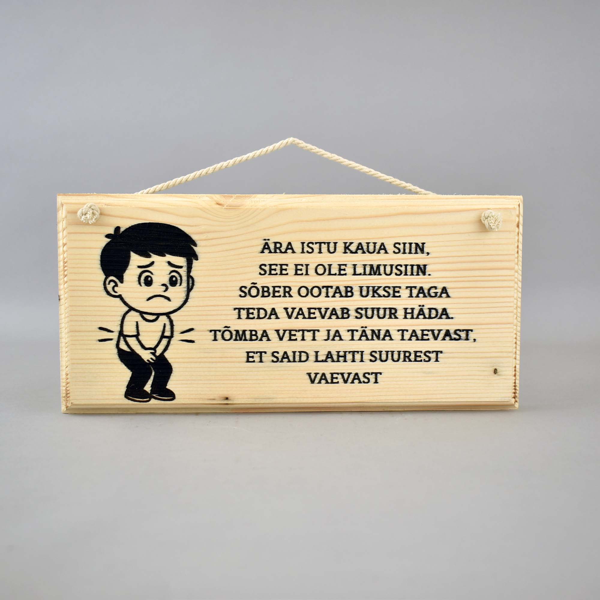 Täispuidust silt Wc-sse, vetsusilt